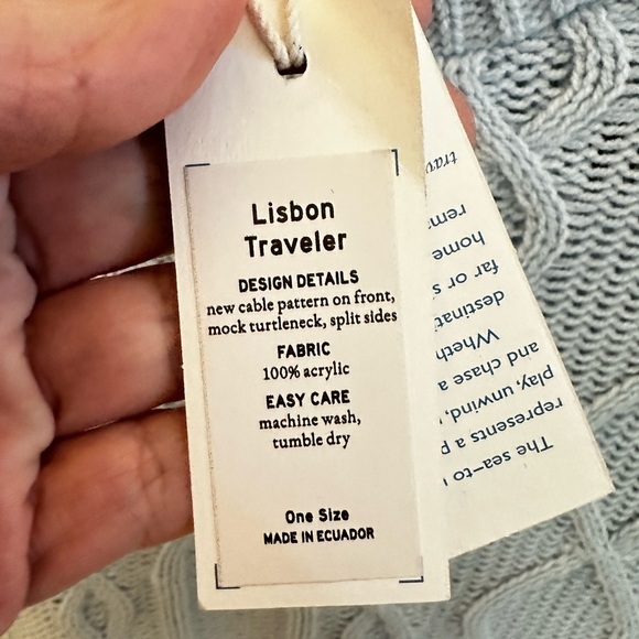 NWT MERSEA LIBSON TRAVELER OS sky blue Mock knit soft cozy acrylic coastal boho - Picture 8 of 14